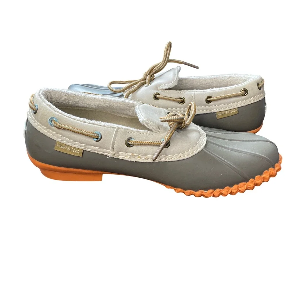 JBU Jambu Gwen Weather‎ Ready Women Duck Shoes Grey Orange Faux Fur Lined 8